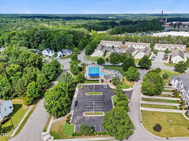 4520 Middletown Dr, Wake Forest, NC 27587 - aerial perspective of suburban area with a heavily wooded area and a pool area