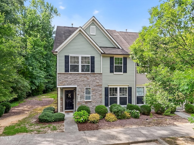 4520 Middletown Dr, Wake Forest, NC 27587 - view of front of house with stone siding and roof with shingles