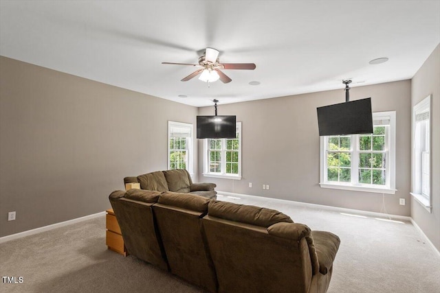 7804 Percussion Dr, Apex, NC 27539 - living area with carpet floors, plenty of natural light, and ceiling fan