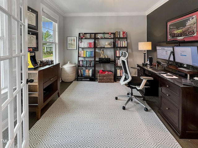 2438 Braxton Wood Ln, Apex, NC 27523 - office featuring crown molding