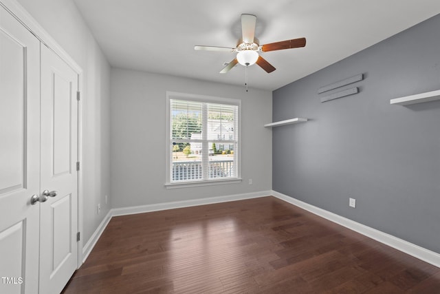 4125 Olde Judd Dr, Willow Springs, NC 27592 - unfurnished bedroom with wood finished floors and ceiling fan