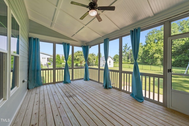 4125 Olde Judd Dr, Willow Springs, NC 27592 - unfurnished sunroom featuring a ceiling fan, healthy amount of natural light, and vaulted ceiling