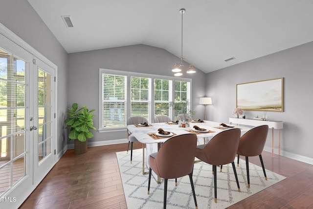 4125 Olde Judd Dr, Willow Springs, NC 27592 - dining area with lofted ceiling, wood-type flooring, healthy amount of natural light, and french doors