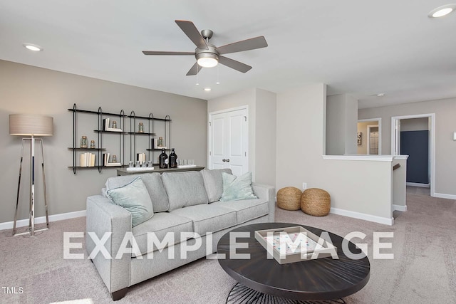 173 Old Fashioned Way, Lillington, NC 27546 - carpeted living area featuring recessed lighting and a ceiling fan