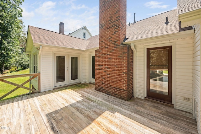 1010 Oakgrove Dr, Knightdale, NC 27545 - wooden terrace with french doors