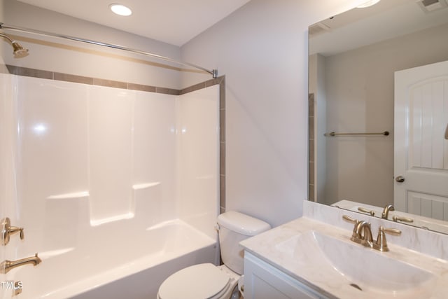 3206 Dandelion Dr, Grimesland, NC 27837 - full bathroom featuring vanity, shower / tub combination, and recessed lighting