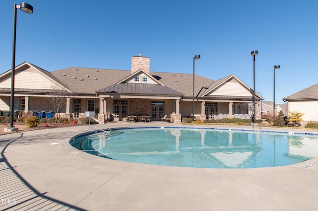10119 Glen Autumn Rd, Raleigh, NC 27617 - community pool with french doors and a patio