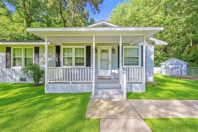 3211 Blossom Rd, Fayetteville, NC 28306 - view of front facade with crawl space and covered porch