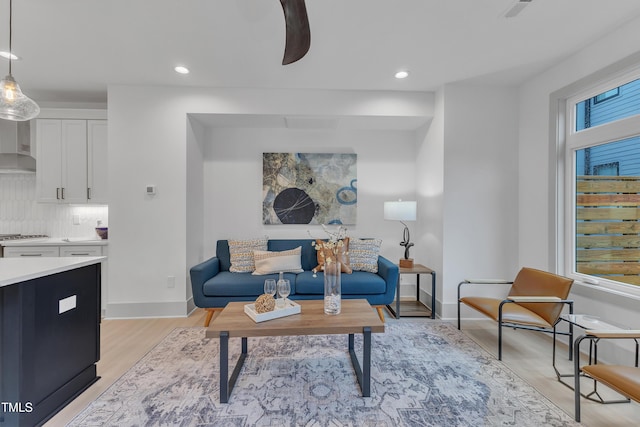 1000 Addison Pl Unit 101, Raleigh, NC 27610 - living room featuring light wood-style flooring and recessed lighting