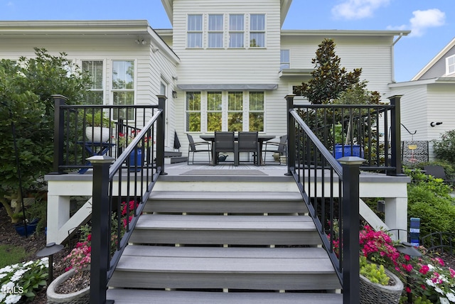 2153 Princeville Dr, Apex, NC 27523 - wooden deck featuring stairs
