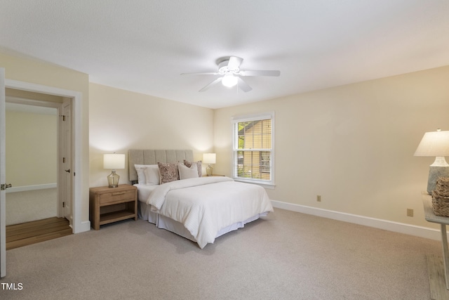 4009 Pepperton Dr, Raleigh, NC 27606 - bedroom with light carpet and ceiling fan