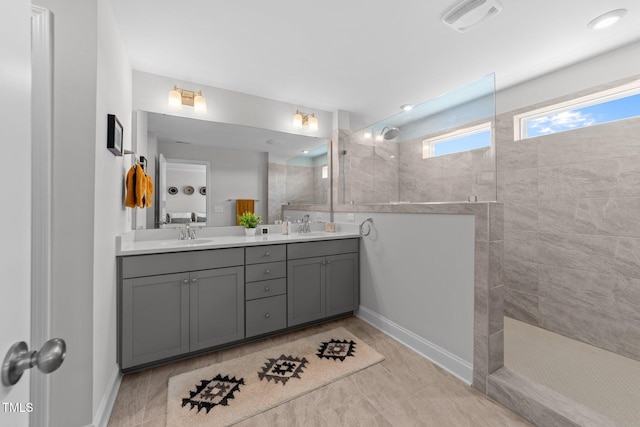 1315 Canary Pepper Dr Unit 28, Durham, NC 27713 - bathroom featuring double vanity and a walk in shower