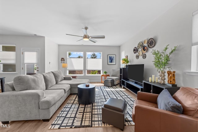1315 Canary Pepper Dr Unit 28, Durham, NC 27713 - living room with wood finished floors and a ceiling fan