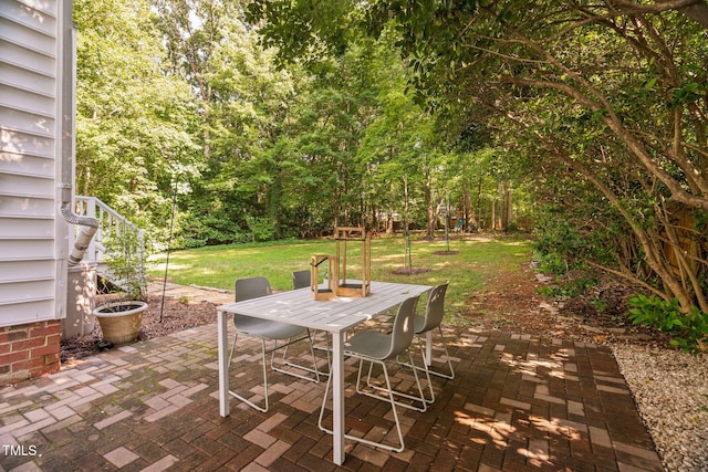 2800 Becketts Ridge Dr, Hillsborough, NC 27278 - view of patio with outdoor dining area and stairway