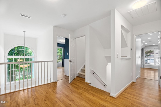 2800 Becketts Ridge Dr, Hillsborough, NC 27278 - corridor with light wood-type flooring, plenty of natural light, and an upstairs landing