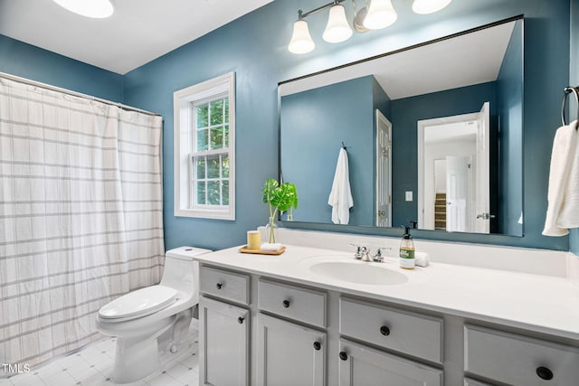 2800 Becketts Ridge Dr, Hillsborough, NC 27278 - full bathroom featuring vanity, curtained shower, and tile patterned flooring