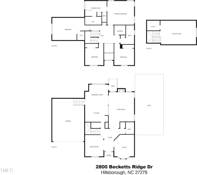 2800 Becketts Ridge Dr, Hillsborough, NC 27278 - view of property floor plan