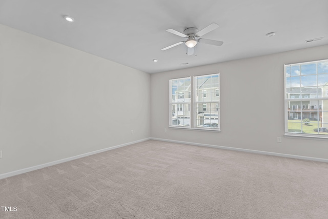 1119 Platform Dr, Apex, NC 27502 - empty room with plenty of natural light, ceiling fan, light carpet, and recessed lighting