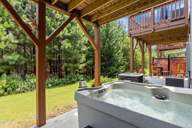 1119 Platform Dr, Apex, NC 27502 - view of patio / terrace with a hot tub and a deck