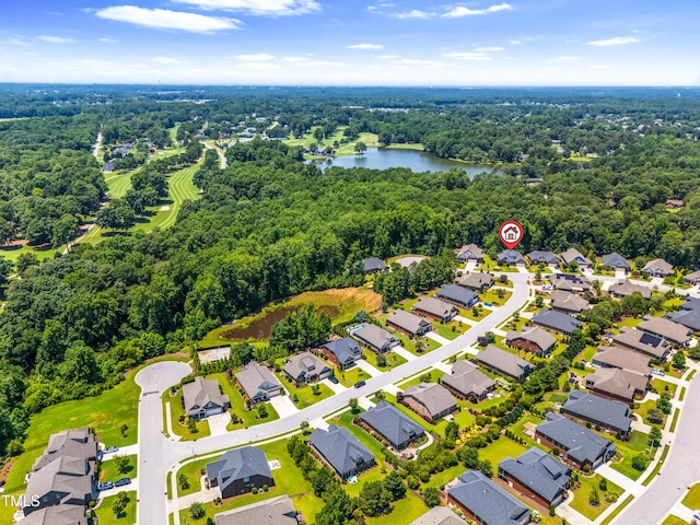 3313 Bentwinds Bluffs Ln, Fuquay Varina, NC 27526 - aerial perspective of suburban area featuring a large body of water