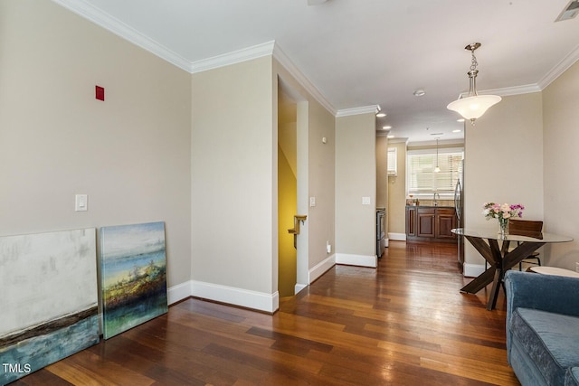 400 W Rosemary St Unit 102, Chapel Hill, NC 27516 - living room featuring wood finished floors and crown molding