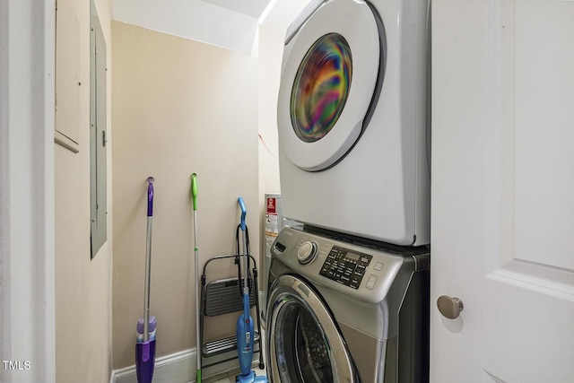 400 W Rosemary St Unit 102, Chapel Hill, NC 27516 - laundry area with stacked washing machine and dryer