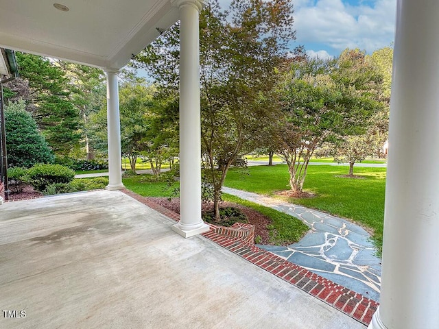 141 Country Club Dr, Henderson, NC 27536 - covered porch with a yard