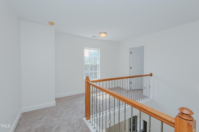 301 Grove Hall Ln, Mebane, NC 27302 - hallway with an upstairs landing and carpet flooring