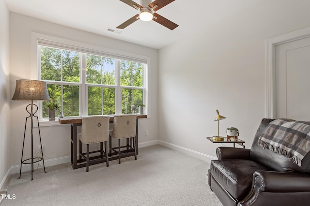 930 Watercolor Way, Durham, NC 27713 - living area with a ceiling fan and light carpet
