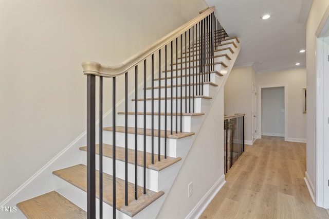 930 Watercolor Way, Durham, NC 27713 - stairway featuring wood finished floors and recessed lighting