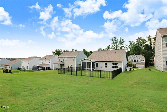 56 E Copenhaver Dr, Clayton, NC 27527 - fenced backyard featuring a residential view and a sunroom