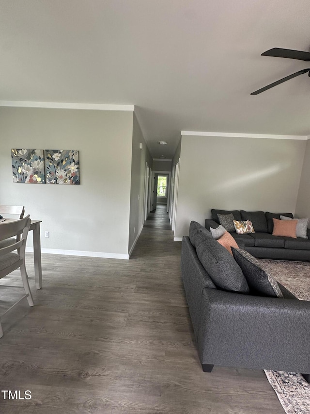 1849 N Main St, Roxboro, NC 27573 - living area with a ceiling fan, wood finished floors, and crown molding