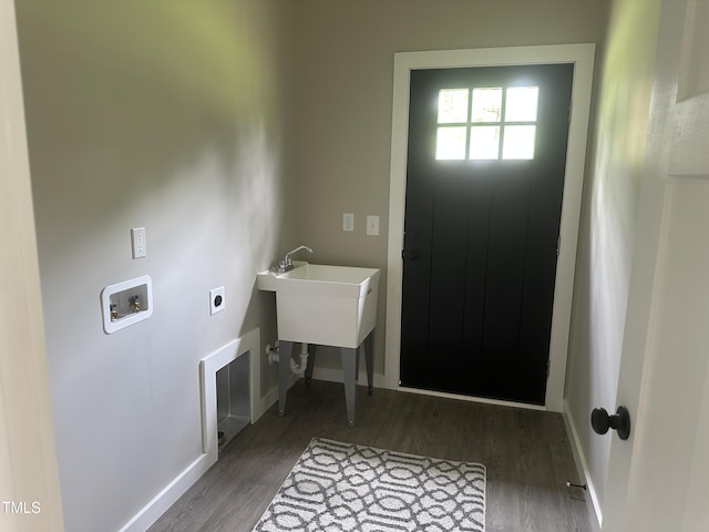 1849 N Main St, Roxboro, NC 27573 - washroom featuring hookup for a washing machine, hookup for an electric dryer, and wood finished floors