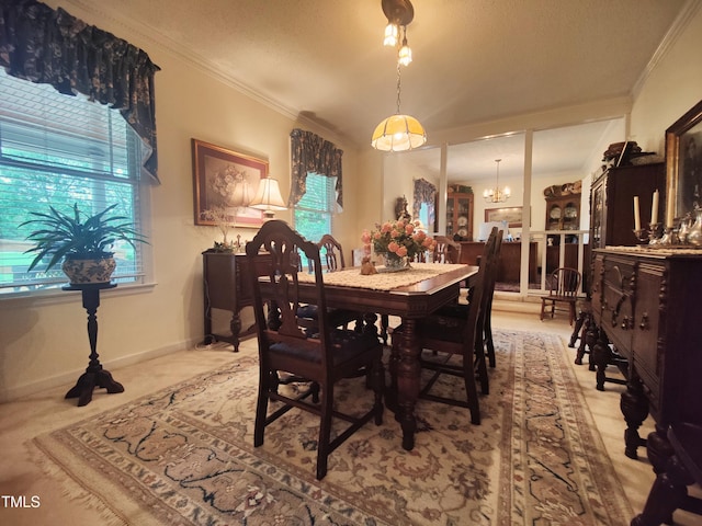 6517 Whitted Rd, Fuquay Varina, NC 27526 - dining space with a chandelier and ornamental molding