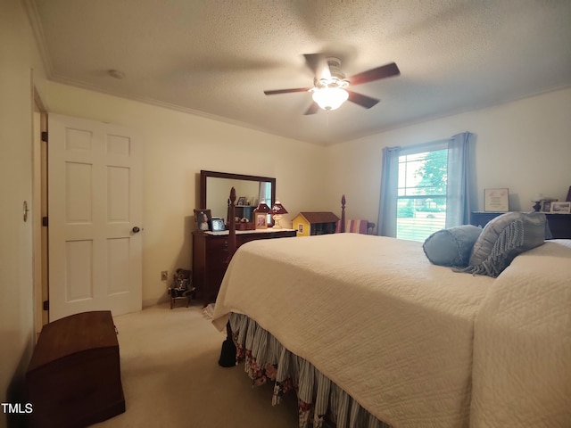 6517 Whitted Rd, Fuquay Varina, NC 27526 - bedroom with light colored carpet, a textured ceiling, and ceiling fan