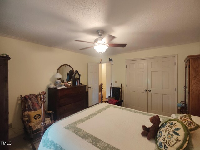 6517 Whitted Rd, Fuquay Varina, NC 27526 - bedroom featuring a closet, a ceiling fan, and ornamental molding