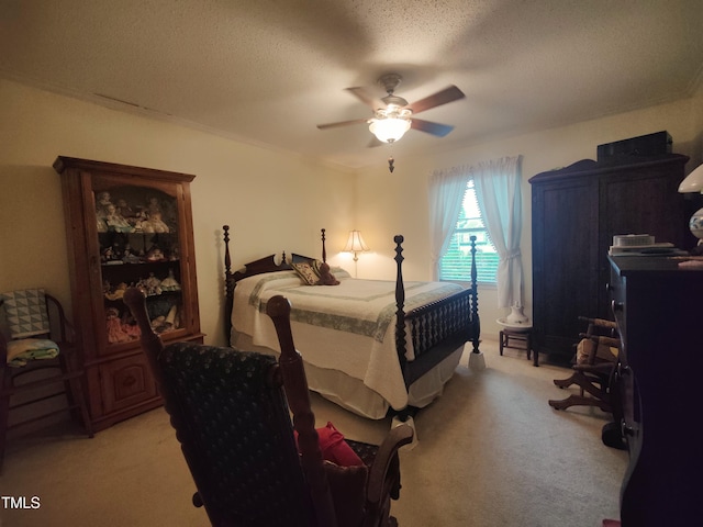 6517 Whitted Rd, Fuquay Varina, NC 27526 - bedroom featuring light colored carpet, a textured ceiling, and ceiling fan