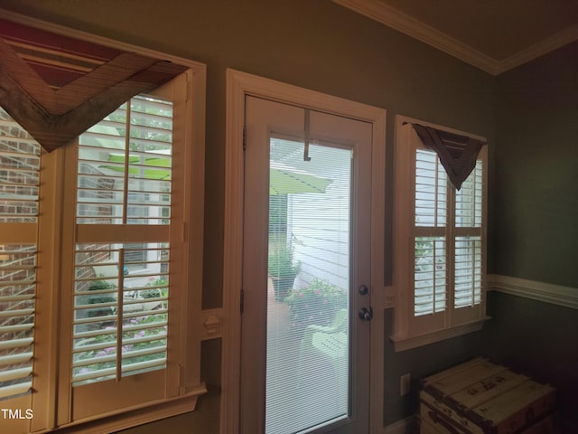 6517 Whitted Rd, Fuquay Varina, NC 27526 - doorway to outside featuring ornamental molding