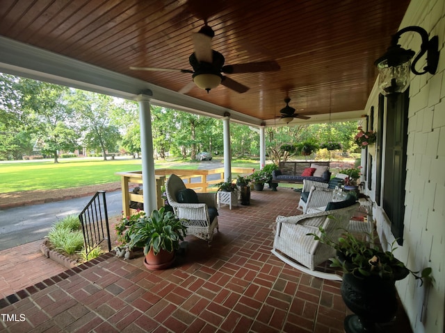 6517 Whitted Rd, Fuquay Varina, NC 27526 - covered porch with a ceiling fan