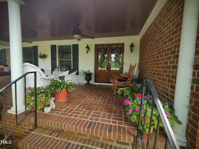 6517 Whitted Rd, Fuquay Varina, NC 27526 - porch featuring french doors and a ceiling fan
