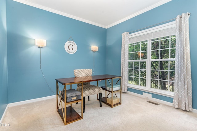 2201 Wide River Dr, Raleigh, NC 27614 - office with ornamental molding, carpet floors, and healthy amount of natural light