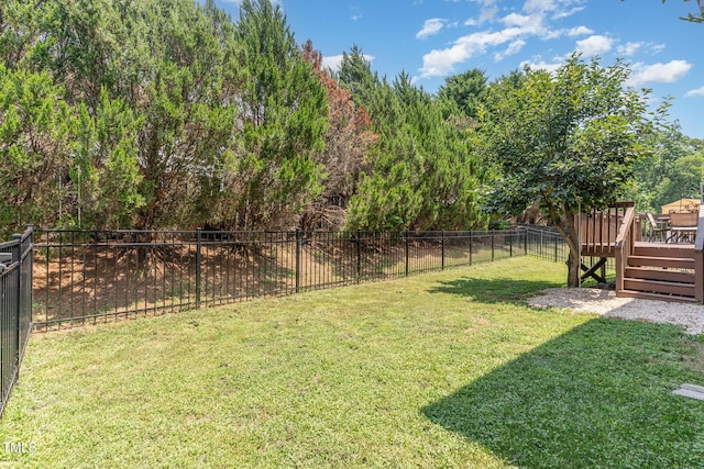 2201 Wide River Dr, Raleigh, NC 27614 - fenced backyard featuring a deck