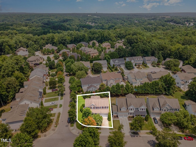 2201 Wide River Dr, Raleigh, NC 27614 - aerial view of residential area with a forest and property boundaries highlighted