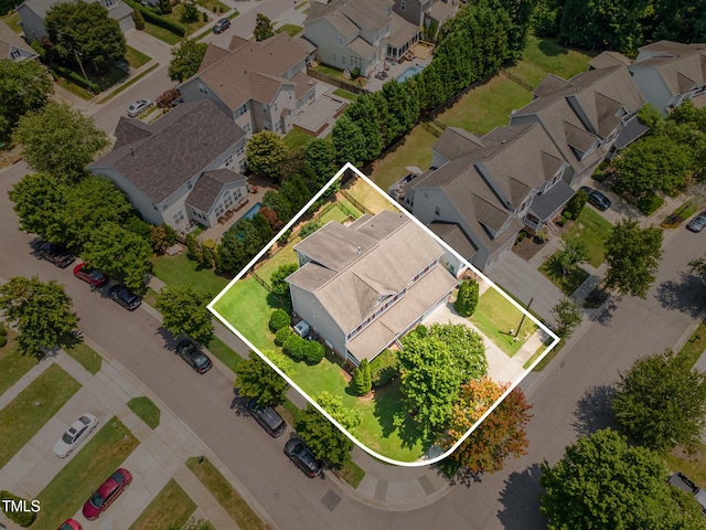 2201 Wide River Dr, Raleigh, NC 27614 - aerial perspective of suburban area with property parcel outlined
