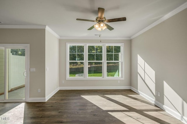 1923 Hinesley Dr, Durham, NC 27703 - unfurnished room with a ceiling fan, ornamental molding, and wood finished floors
