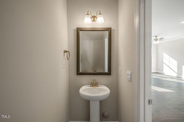 1923 Hinesley Dr, Durham, NC 27703 - bathroom with wood finished floors and baseboards