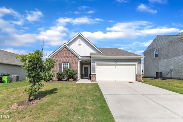 133 Ogden Pond Pl, Zebulon, NC 27597 - craftsman inspired home featuring brick siding, an attached garage, driveway, and a front lawn