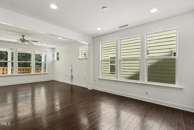 261 Begen St, Morrisville, NC 27560 - spare room featuring wood-type flooring, ceiling fan, and recessed lighting