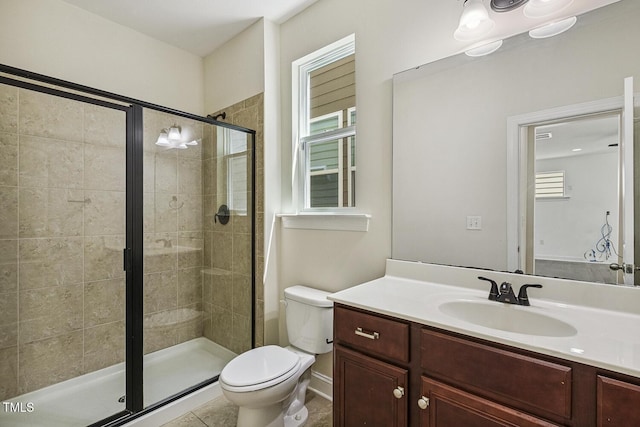 261 Begen St, Morrisville, NC 27560 - full bathroom featuring a shower stall, vanity, and tile patterned flooring