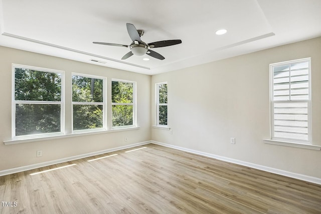 261 Begen St, Morrisville, NC 27560 - empty room with wood finished floors, a ceiling fan, and recessed lighting